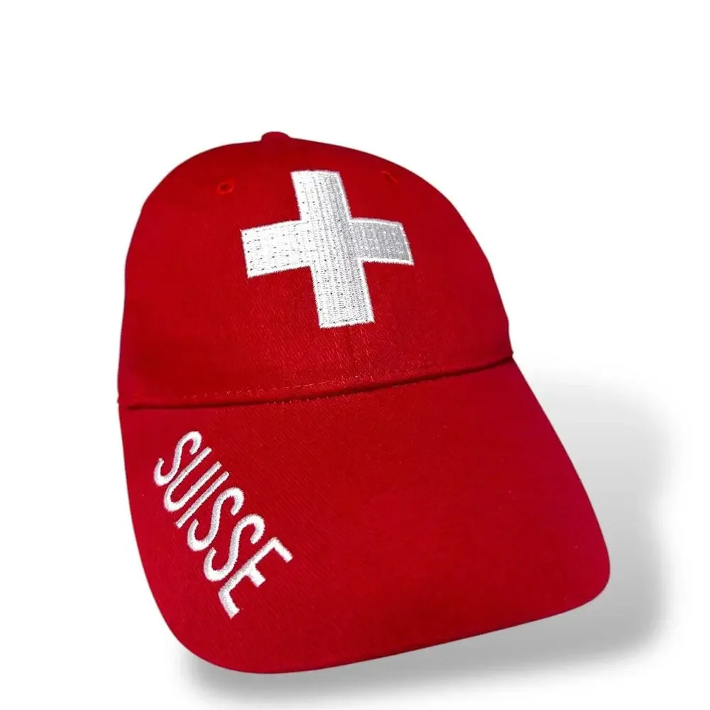 Suisse Baseball Hat Cap Red White Flashing Logo Switzerland French Tested OS